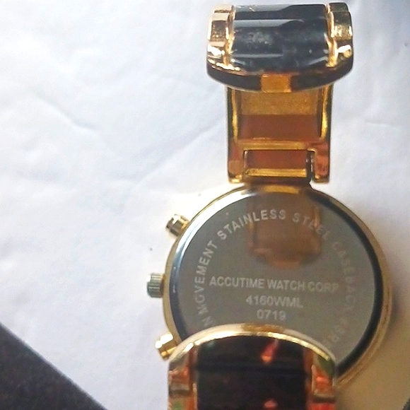 ACCUTIME Bling Cuff Watch Black & Gold With Rhinestones - Picture 6 of 8